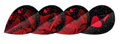 Unicorn UltraFly Dart Flights | Royal Flush Design | Ultra Durable 100 Micron Polyester PET | Red or Black | Xtra or Plus Shape