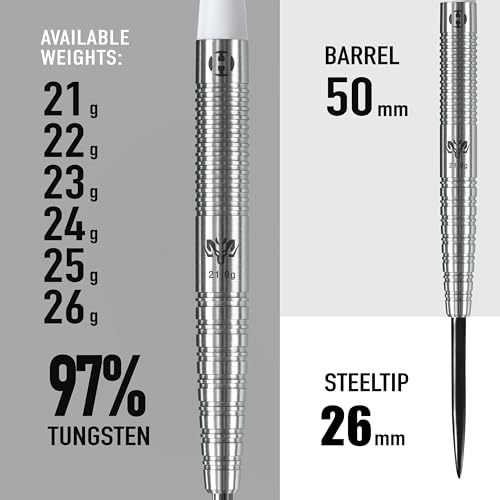 Harrows Wolfram 97% Tungsten Steel Tip Darts Set 21g, 22g, 23g, 24, 25g & 26g - Includes Speedline Shafts, Marathon - Wolfram Flights & Travel Case