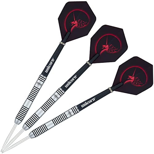 UNICORN Steel Tip Darts Set, Core Plus, Tungsten Barrels, 20g, 21g, 22g, 23g, 24g, 25g, 26g or 27g