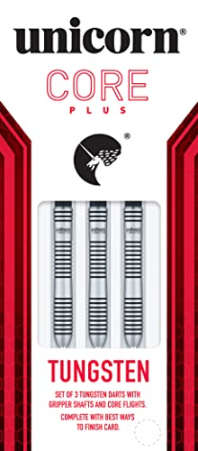 UNICORN Steel Tip Darts Set, Core Plus, Tungsten Barrels, 20g, 21g, 22g, 23g, 24g, 25g, 26g or 27g