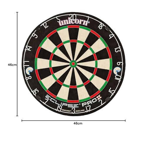 UNICORN Dartboard | Eclipse Pro 2 | Flat Profile Number Ring | Championship Quality Sisal Bristle | Staple-Free Construction