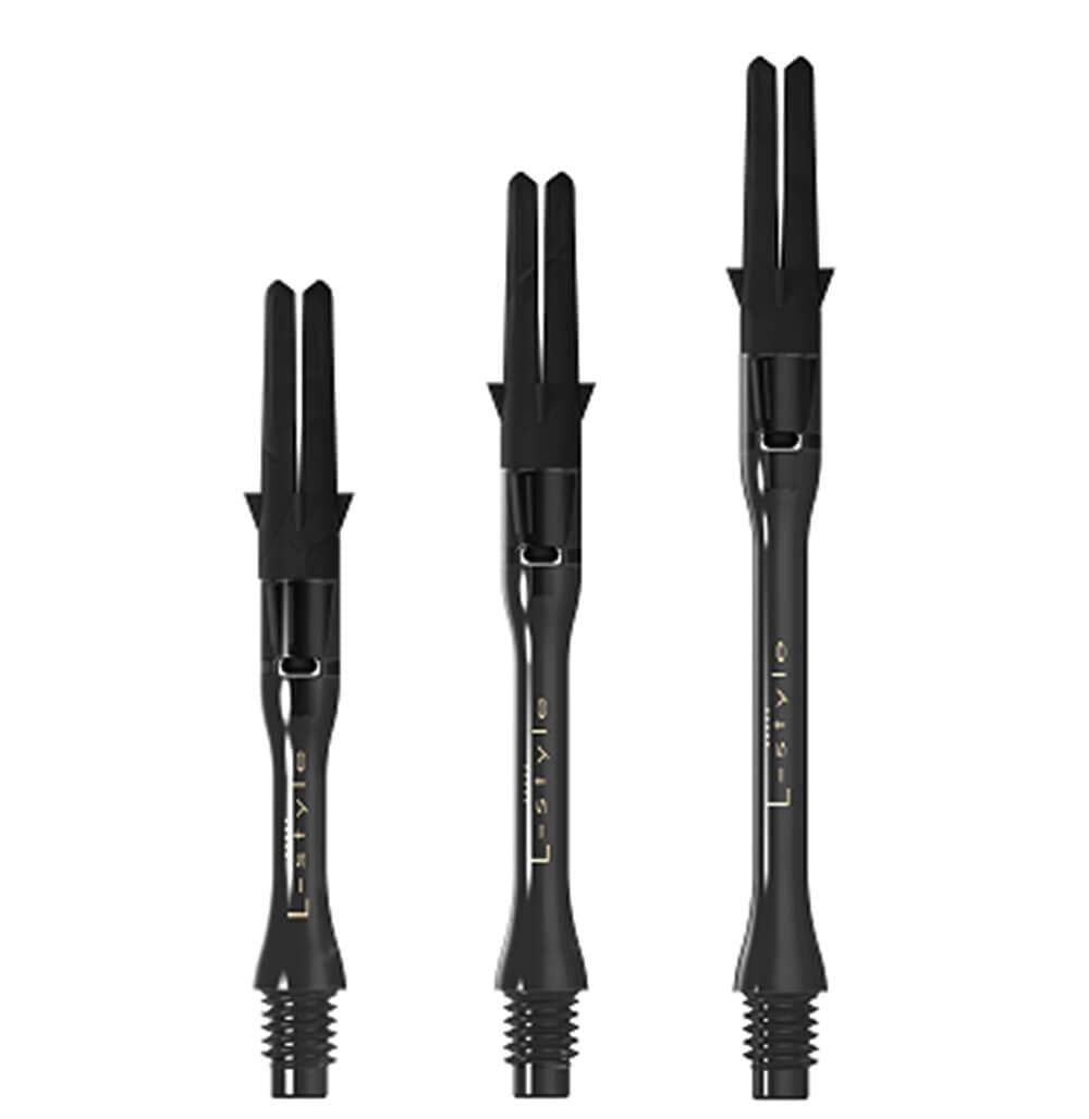 LSTYLE Dart Shafts: L-Shaft Carbon Silent - Spinning Dart Stems - Champagne Rings Included