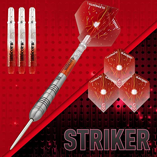 Unicorn Steel Tip Darts Set, Core Striker Series, 80 Percent Natural Tungsten Barrels, 20g, 21g, 22g, 23g, 24g or 25g
