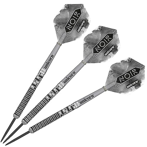 Unicorn Steel Tip Darts Set | Gary 'The Flying Scotsman' Anderson Noir Phase 3, 5 & 6 | 90% Tungsten Barrels with Black Titanium Coating | Presentation Packaging | 21g, 22g, 23g, 24g, 25g or 27g