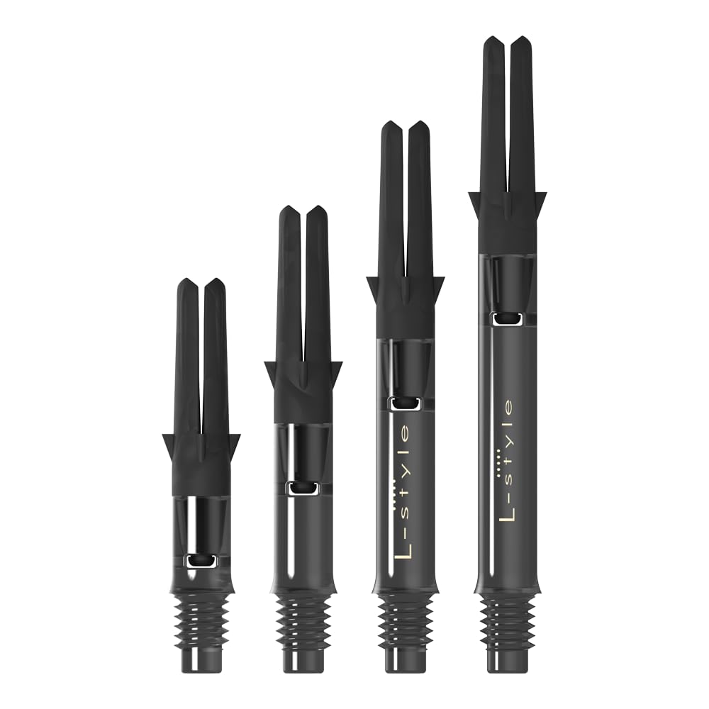 LSTYLE Dart Shafts: L-Shaft Carbon Silent - Spinning Dart Stems - Champagne Rings Included
