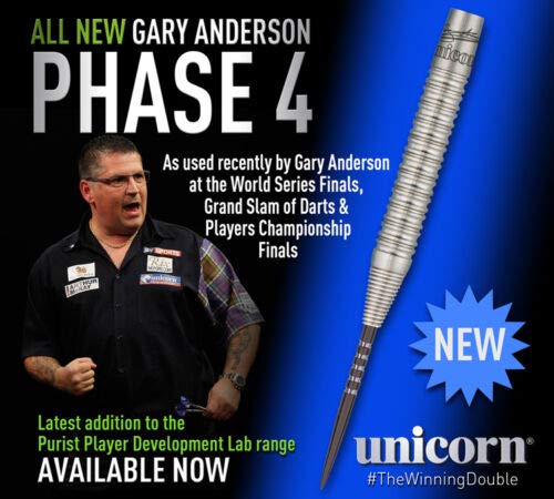 UNICORN Steel Tip Darts Barrels Only | Gary 'The Flying Scotsman' Anderson Purist Player Development Lab Phase 1, 2 & 4 | 90% Natural Tungsten Barrels | 21g, 22g, 23g, 24g, 25g, 26g or 27g
