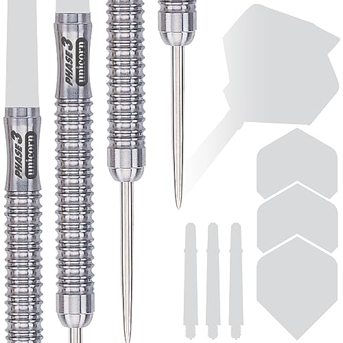 Unicorn Steel Tip Darts Barrels | Evolution Series Phase 1, 2, 3, 5 & 6 | Natural 90%, 95% & 97% Tungsten Barrels | 24g, 25g or 26g