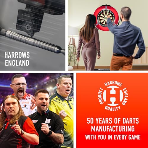 Harrows Ace Rubber Brass Steel Tip Darts Set 20g, 22g, 24g & 26g - Includes Supergrip Shafts, Micron Marathon Flights & Travel Case - 10pc Set