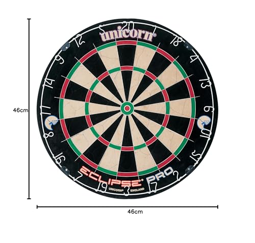 UNICORN Dartboard | Eclipse Pro | Ultra-Visible Number Ring & Spider | Championship Quality Sisal Bristle | Staple-Free Construction