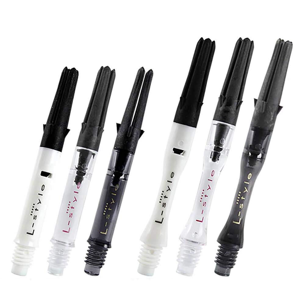 LSTYLE Dart Shafts: L-Shaft Carbon Silent - Spinning Dart Stems - Champagne Rings Included