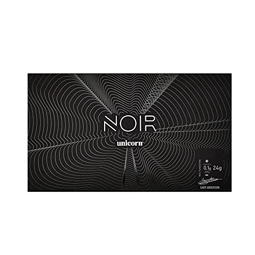 Unicorn Steel Tip Darts Set | Gary 'The Flying Scotsman' Anderson Noir Phase 3, 5 & 6 | 90% Tungsten Barrels with Black Titanium Coating | Presentation Packaging | 21g, 22g, 23g, 24g, 25g or 27g