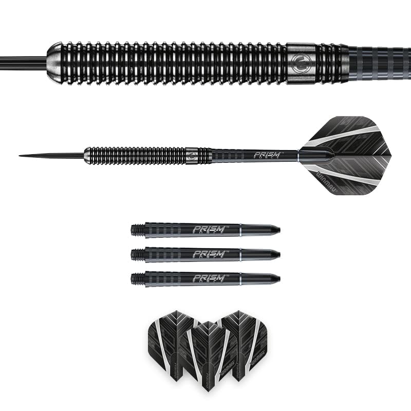 WINMAU Blackout Professional Steel Tip Tungsten Darts with Flights and Stems (Waves)