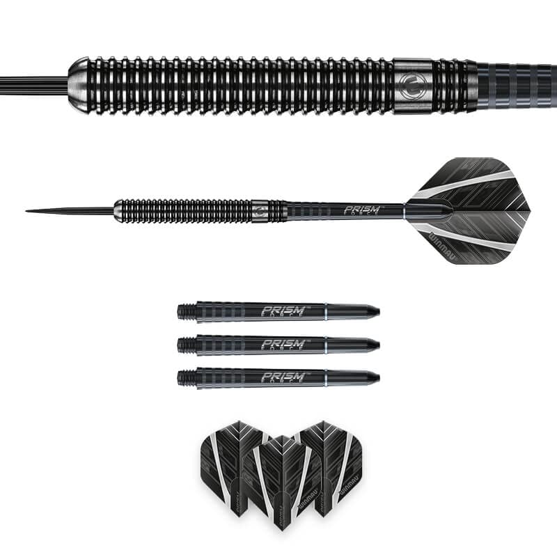 WINMAU Blackout Professional Steel Tip Tungsten Darts with Flights and Stems (Waves)