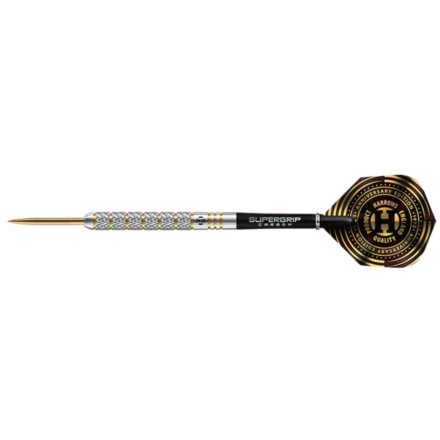 Harrows Boxer 90% Tungsten Steel Tip Darts Set. Available in 21g, 23g, & 25g - Includes Midi Supergrip Carbon shafts & New Anniversary 100 Micron Flights