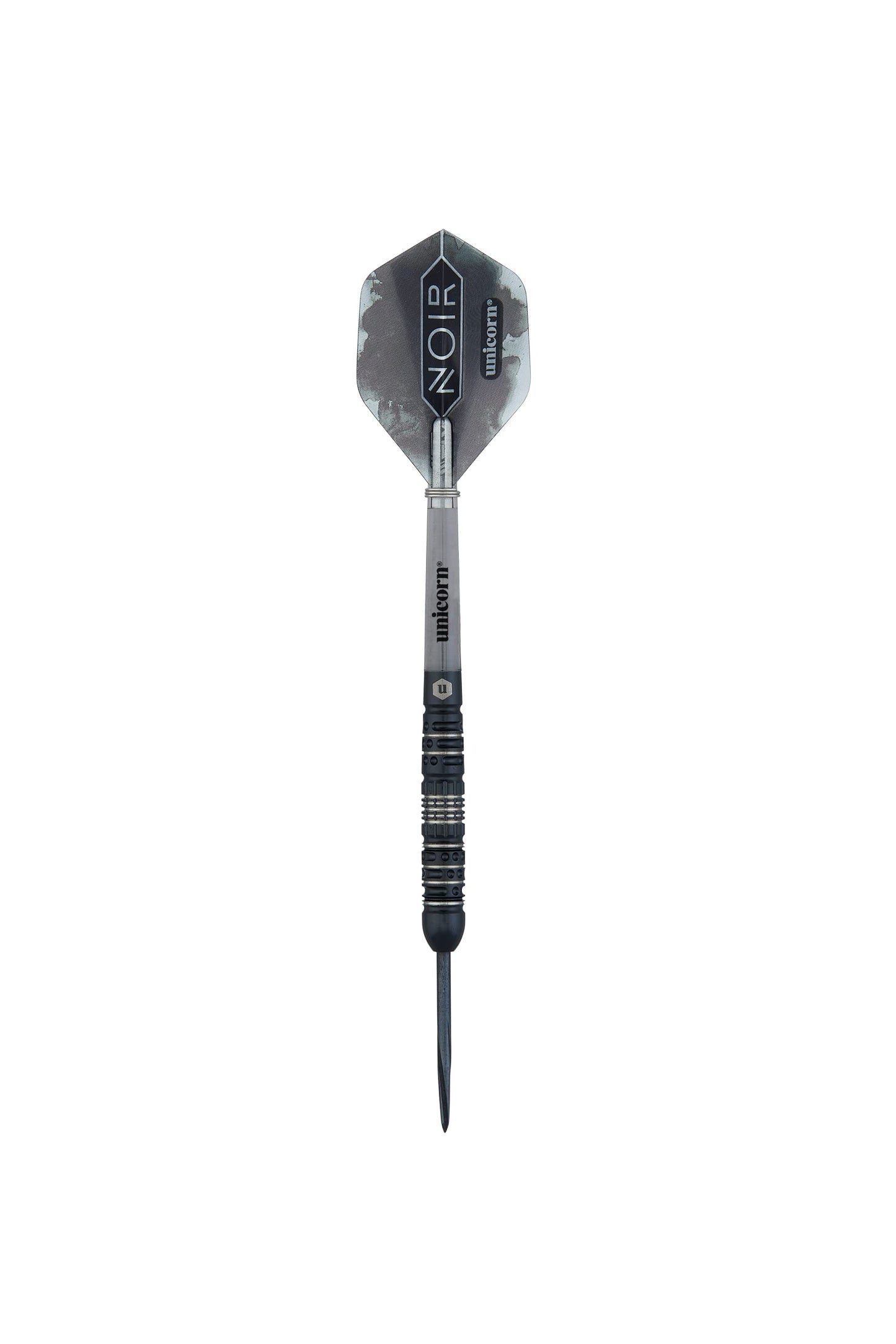 Unicorn Steel Tip Darts Set - Noir - 90% Tungsten Barrels with Black Titanium Coating & Black Volute Points - 21 g, 22 g, 23 g, 24 g, 25 g or 26 g