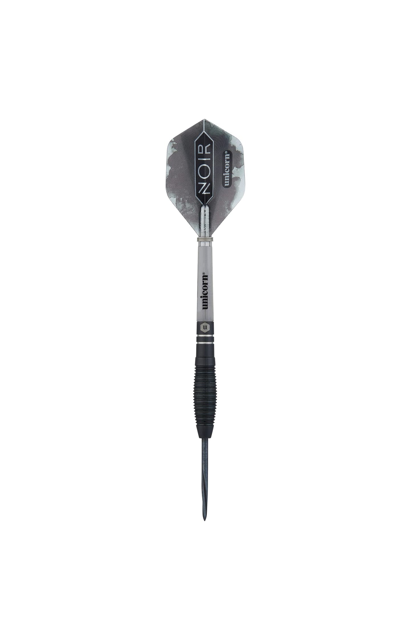 Unicorn Steel Tip Darts Set - Noir - 90% Tungsten Barrels with Black Titanium Coating & Black Volute Points - 21 g, 22 g, 23 g, 24 g, 25 g or 26 g