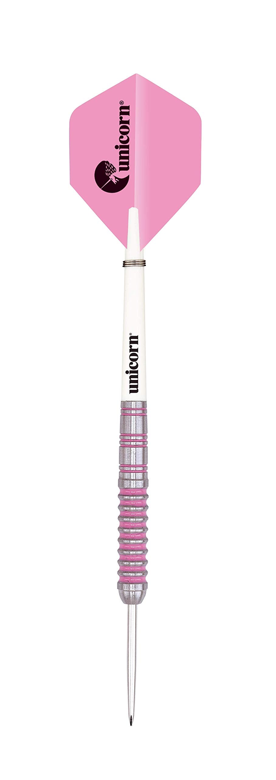 Unicorn Steel Tip Darts Set | Autograph Series Styles 1, 2 & 3 | 80% Natural Tungsten Barrels with Pink Accents | 19 g, 21 g, 22 g, 23 g, 24 g, 25 g, 26 g, 28 g or 30 g
