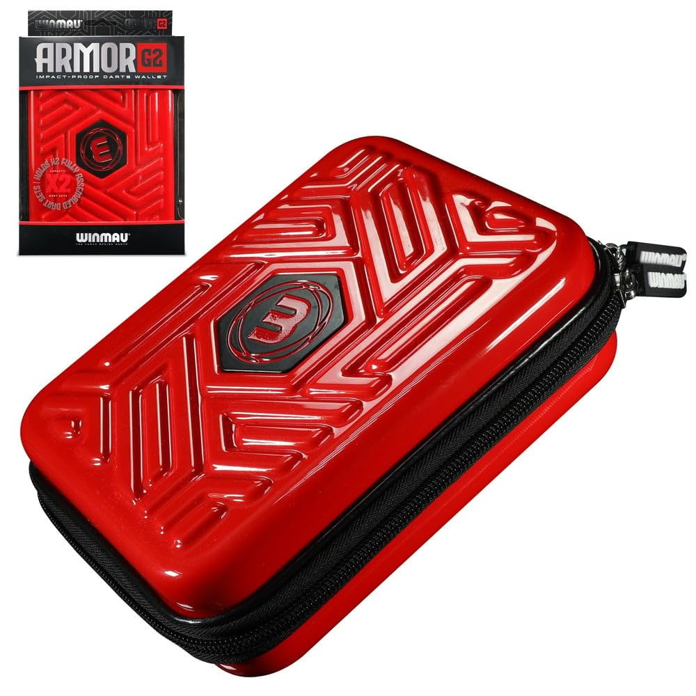 WINMAU Armor G2 Darts Wallet - Red Darts Case Holds Fully Assembled Darts and Accessories - Impact Proof, Ultra-Durable and Secure