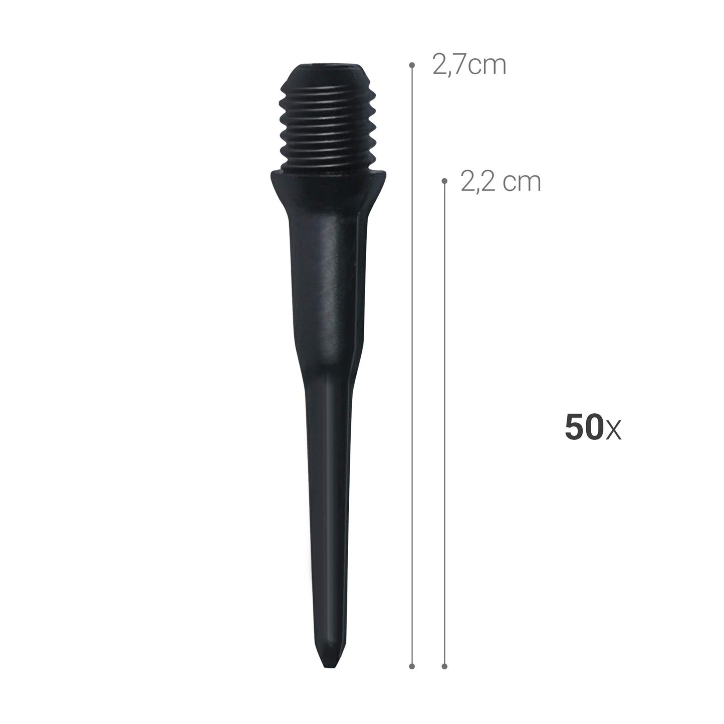 kwmobile Plastic Dart Tips Set - 50x Soft Plastic Tip Points for Electronic Dart Boards with 2 BA Threads - Black