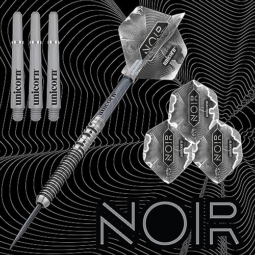 Unicorn Steel Tip Darts Set | Gary 'The Flying Scotsman' Anderson Noir Phase 3, 5 & 6 | 90% Tungsten Barrels with Black Titanium Coating | Presentation Packaging | 21g, 22g, 23g, 24g, 25g or 27g