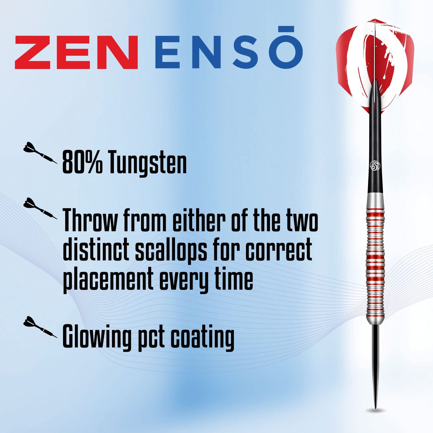 Shot! Zen Enso Steel Tip Dart Set 80% Tungsten Pro Throwing Darts Steel Tip Set Professional – Made in New Zealand – Designed Dart Flights for Women & Men – Metal Tip Bar Darts for Adults