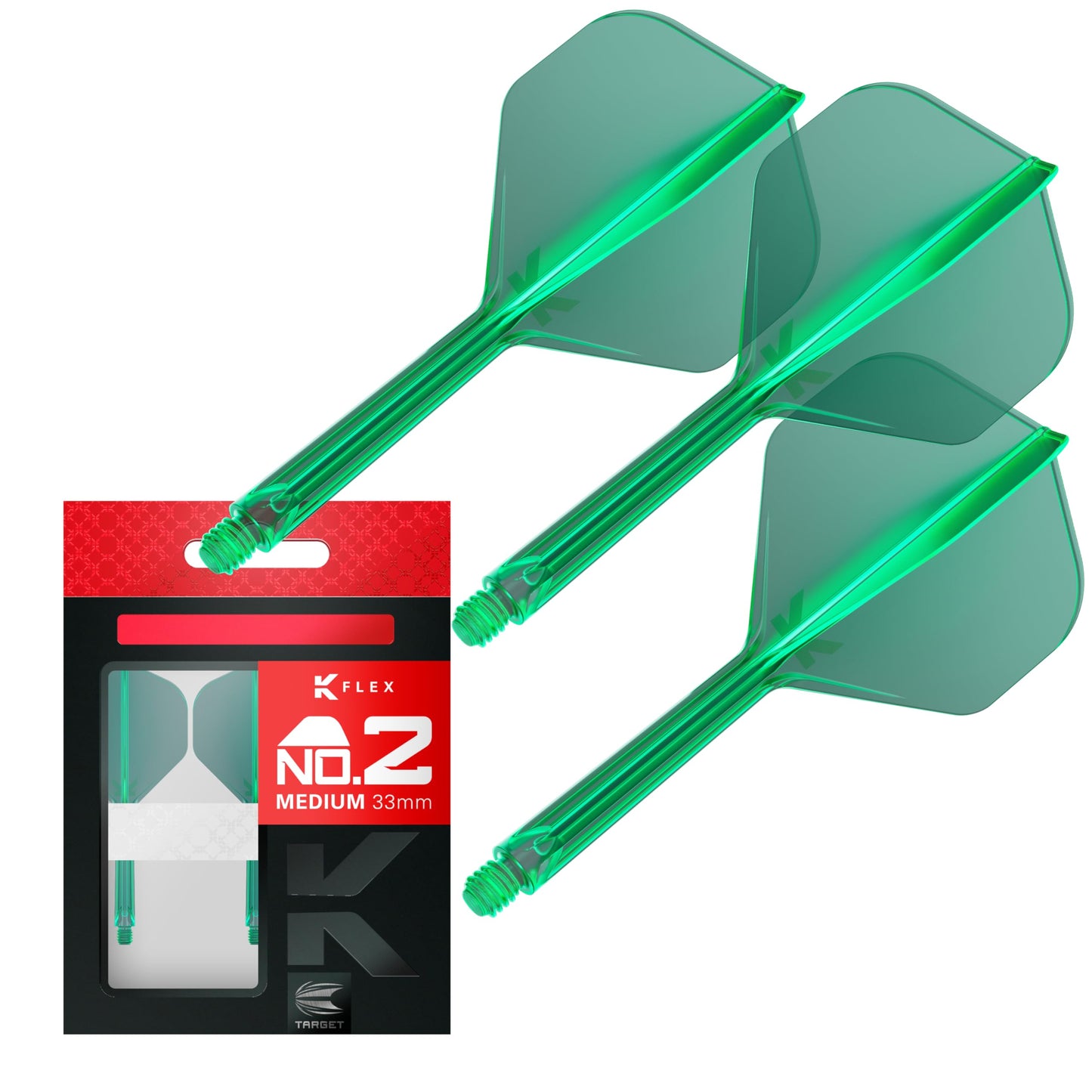 Target Darts K Flex Integrated Dart Flights And Shafts, No.2 | Pack Of 3 K-Flex - No2, Kflex All In One Moulded Dart Flight & Stem Lengths: Short, Intermediate & Medium | Professional Dart Accessories