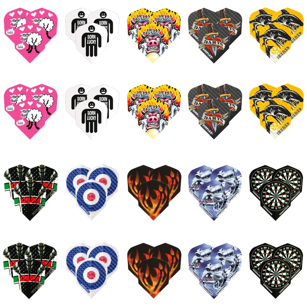 Harrows Darts Flights - 15, 30, 60 Flight Packs I 100 Micron Dart Flights I Premium Extra Strong Made in UK I Professional Darts Accessories