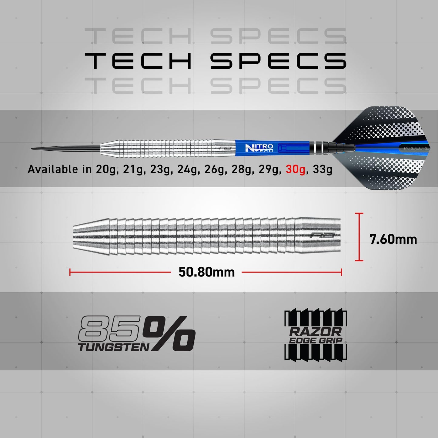 RED DRAGON Razor Edge Original - Tungsten professional steel darts with flights and shafts – Available in 20g, 21g, 23g, 24g, 26g, 28g, 29g, 30g, 33g