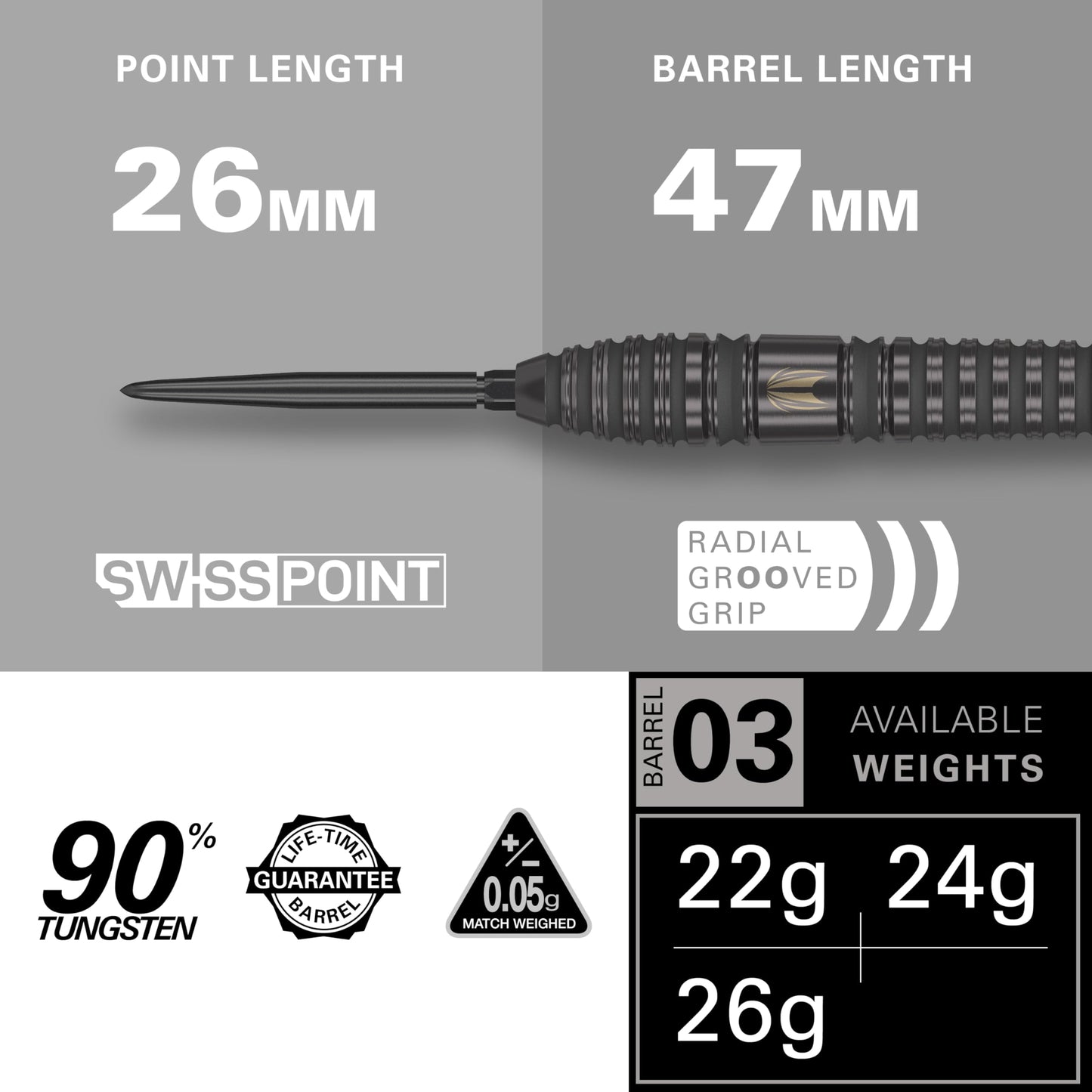 Target Darts Bolide Void 90% Tungsten Dart Set, Steel Tip Swiss Point Darts | 21G/22G/23G/24G/25G/25G | Professional Darts Sets, Black Darts, Swiss Point Tool Included