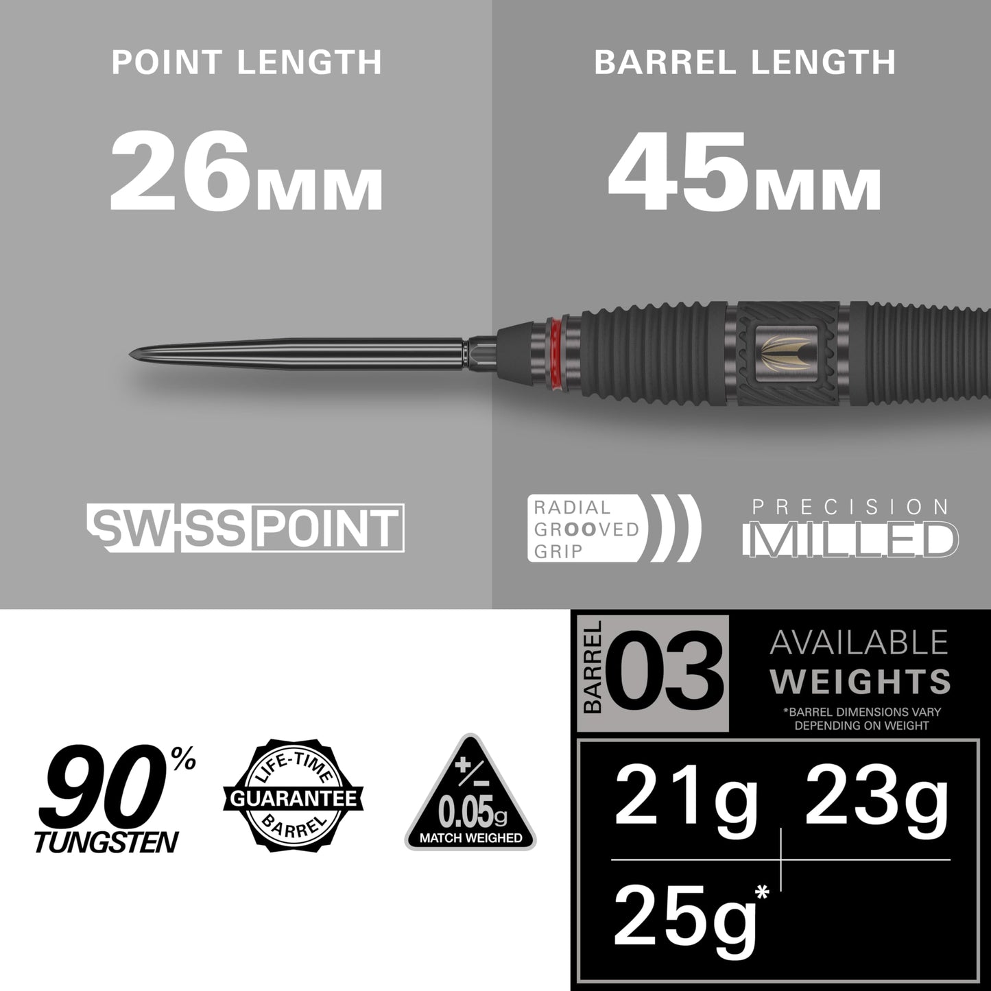 TARGET Darts Scope Steel Tip Swiss Point Darts, 90% Tungsten Dart Set | Steel Tip Dart, Red & Black Darts, Professional Dart Set with Swiss Points & Tool | Barrel 01/02/03/04 –21G/22G/23G/24G/25G
