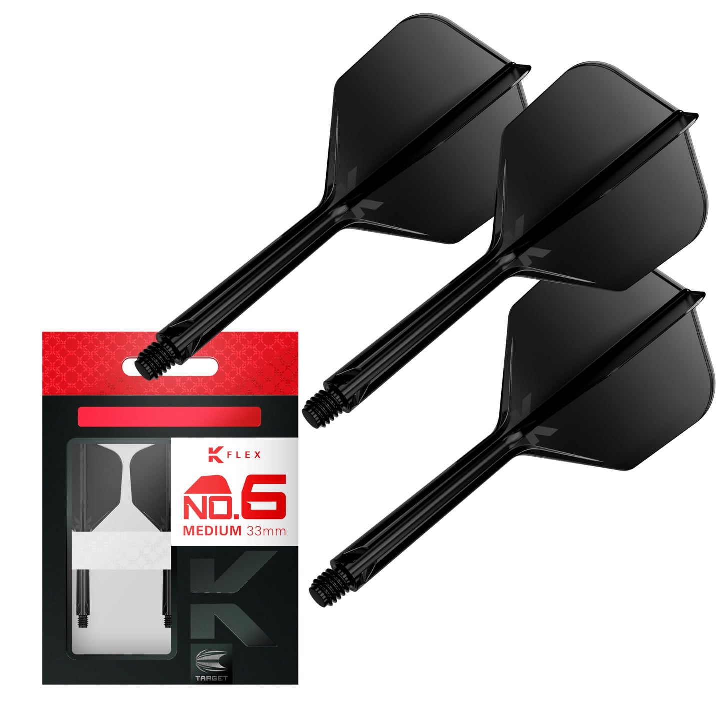 Target Darts K Flex Integrated Dart Flights And Shafts, No.6 | Pack Of 3 K-Flex - No6, Kflex All In One Moulded Dart Flight & Stem Lengths: Short, Intermediate & Medium | Professional Dart Accessories