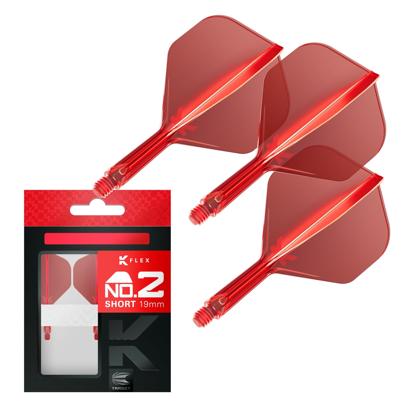 Target Darts K Flex Integrated Dart Flights And Shafts, No.2 | Pack Of 3 K-Flex - No2, Kflex All In One Moulded Dart Flight & Stem Lengths: Short, Intermediate & Medium | Professional Dart Accessories