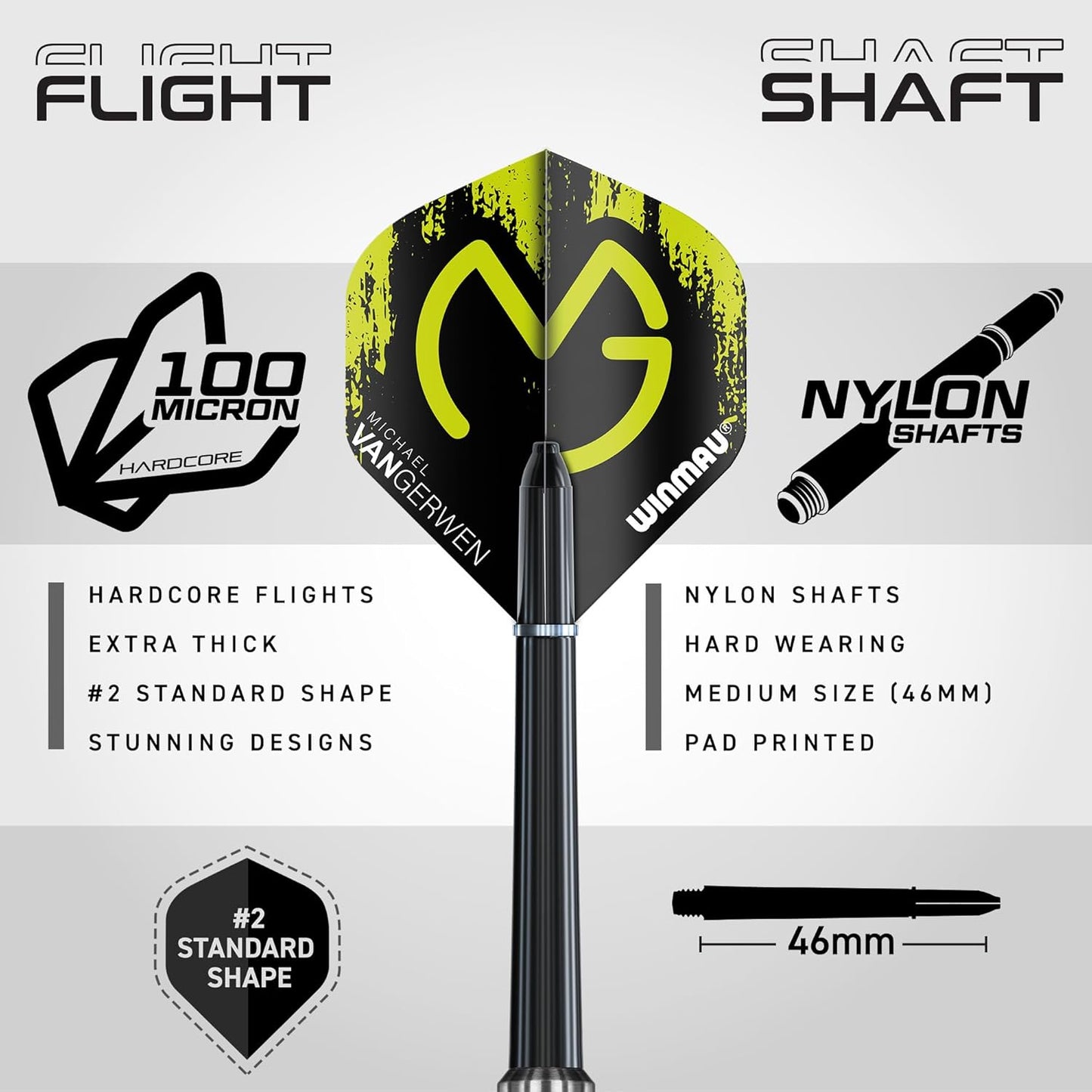 WINMAU Michael van Gerwen MvG Softip Gift Set - 50 Piece Darts Set with 4 sets of Shafts, 4 sets of Flights plus Accessories