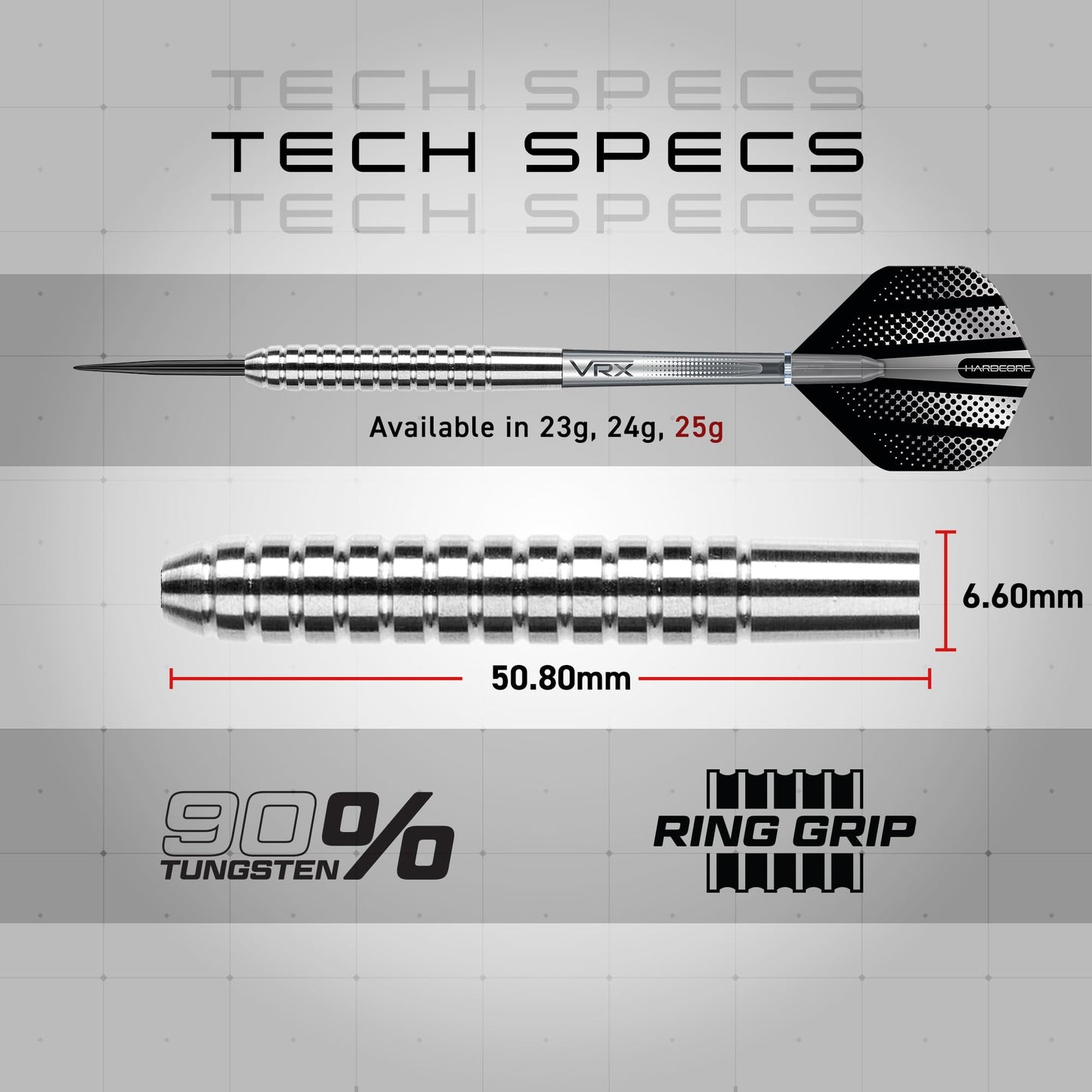 RED DRAGON Rebel 21g, 23g, 24g, 25g or 26g Tungsten Darts Set with Flights and Stems