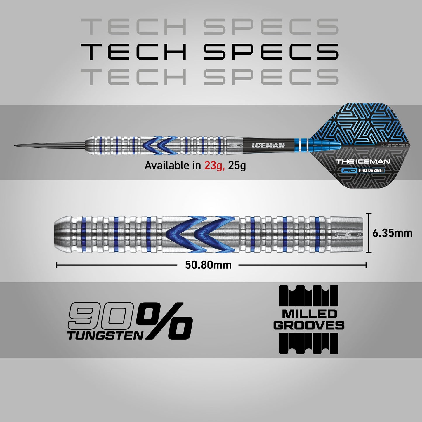 RED DRAGON Gerwyn Price Iceman Midnight Edition Premium Tungsten Darts Set with Flights and Stems