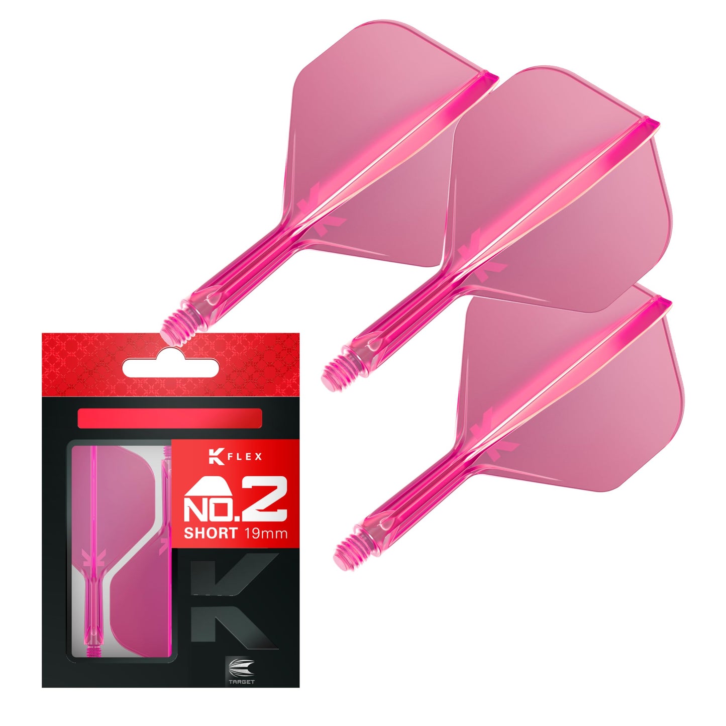 Target Darts K Flex Integrated Dart Flights And Shafts, No.2 | Pack Of 3 K-Flex - No2, Kflex All In One Moulded Dart Flight & Stem Lengths: Short, Intermediate & Medium | Professional Dart Accessories