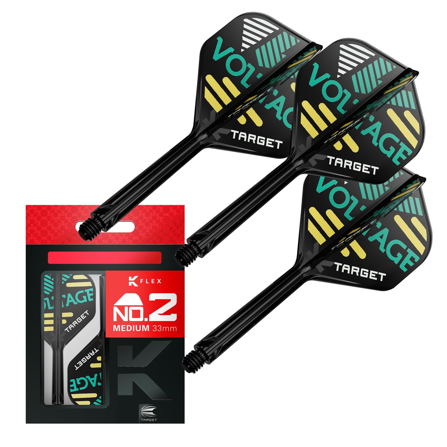 TARGET Darts Rob Cross K Flex Flights and Shaft System, No.2 | Pack of 3 Kflex All In One Flights, Player Edition Darts Accessories | K-Flex Dart Stem Short/Intermediate/Medium