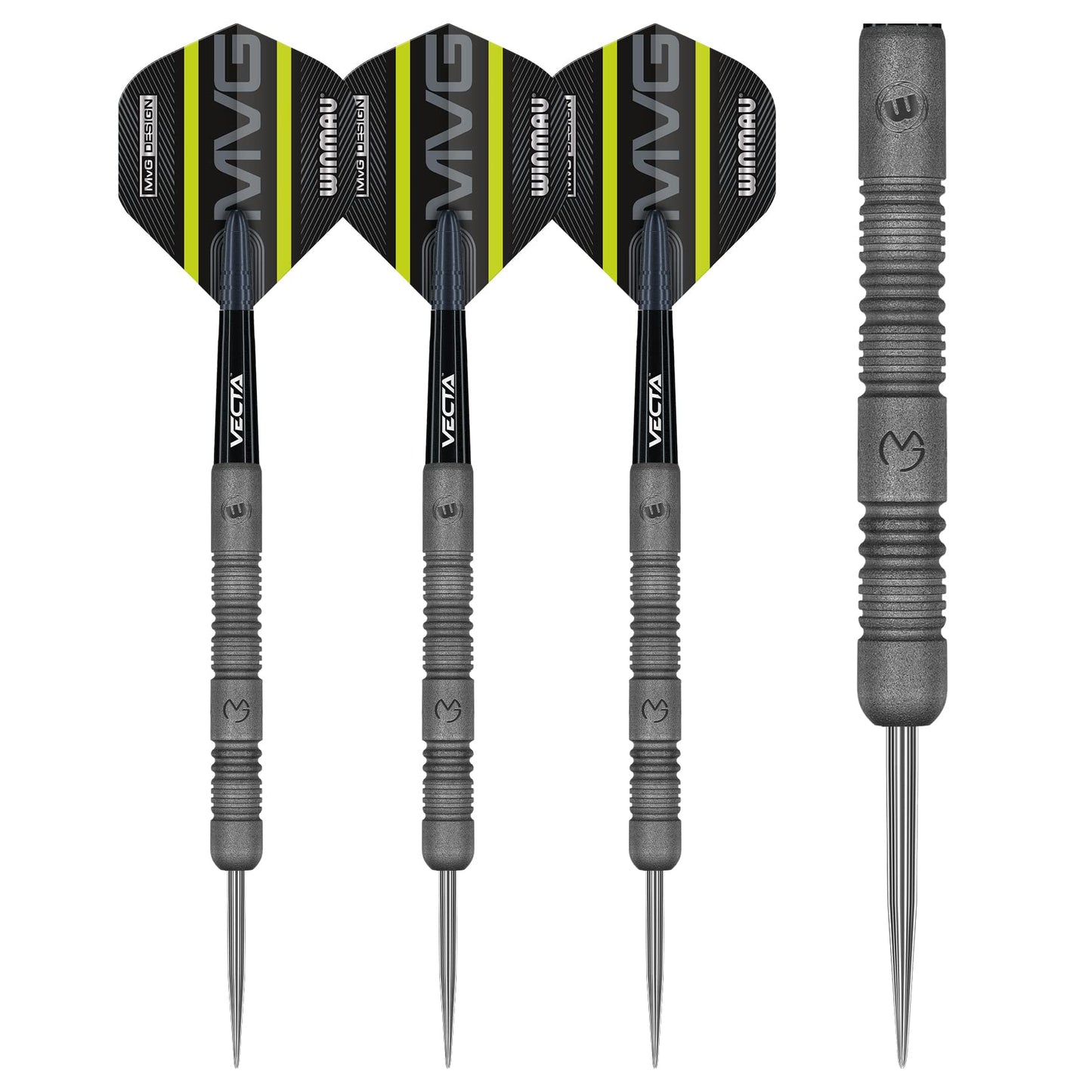 WINMAU Darts Set - Michael Van Gerwen MvG Exact Steeltip Darts - Includes Darts Flights & Stems, Available in 21.5g, 23g, 24g & 25g, Professional 90% Tungsten Darts Set