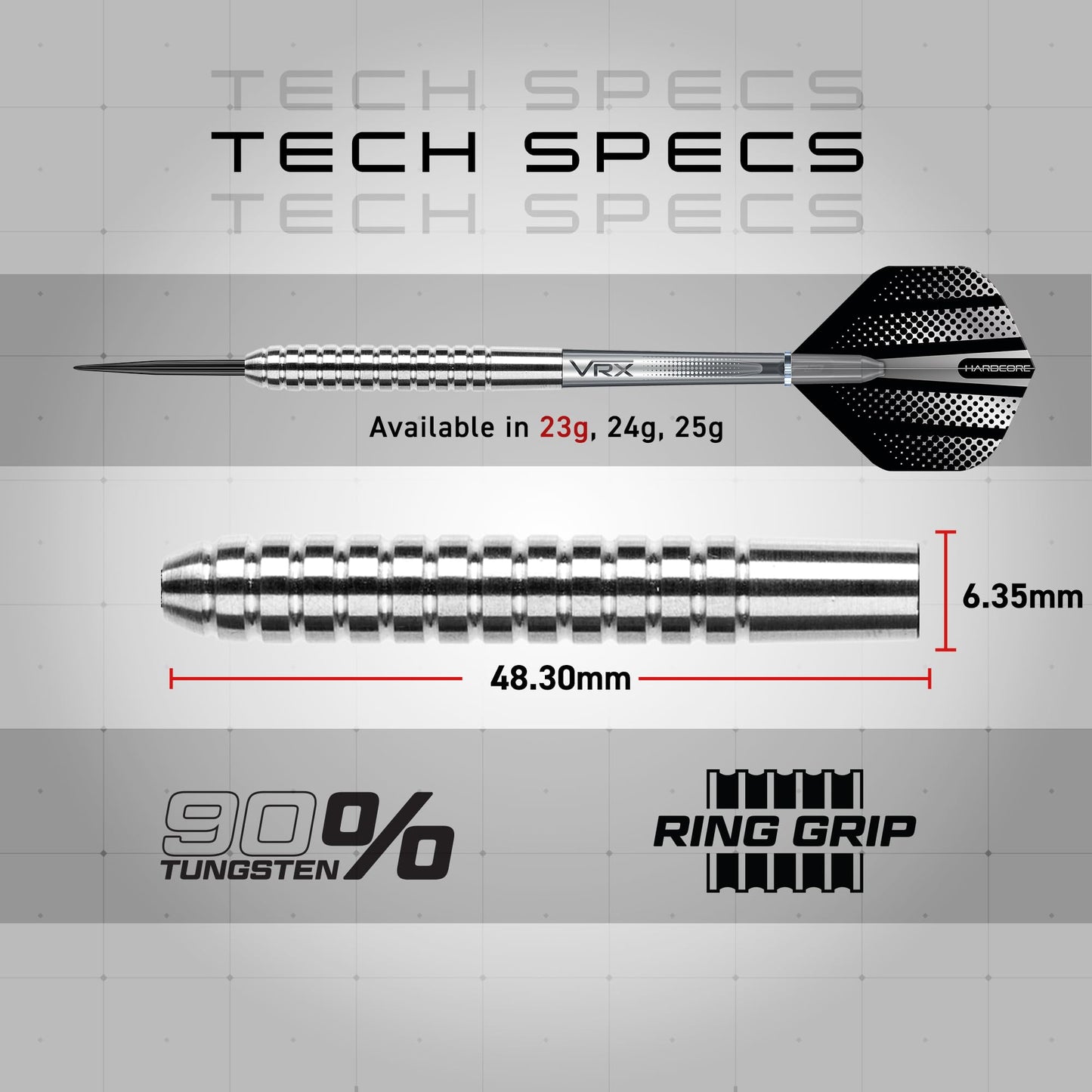 RED DRAGON Rebel 21g, 23g, 24g, 25g or 26g Tungsten Darts Set with Flights and Stems