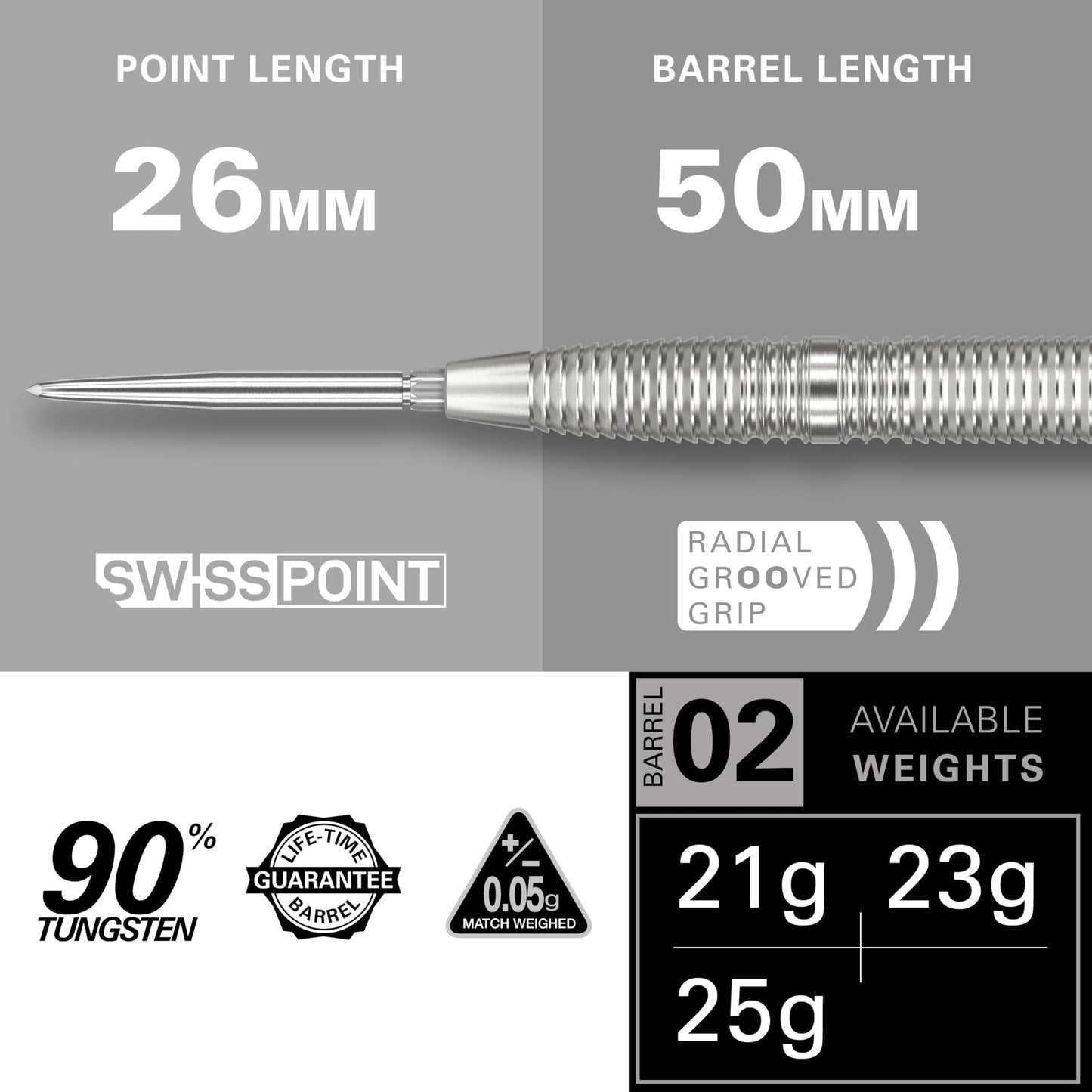 TARGET Darts Crux 90% Tungsten Swiss Point Steel Tip Darts Set
