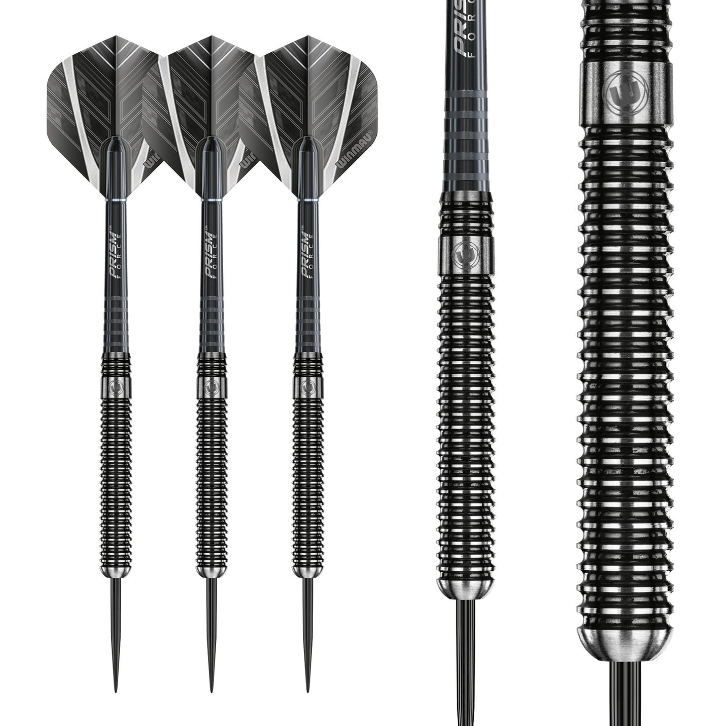 WINMAU Blackout Professional Steel Tip Tungsten Darts with Flights and Stems (Waves)