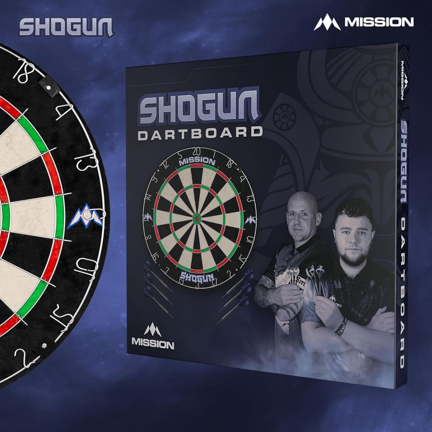 Mission Darts Shogun Dart Board Set | Endurance Round Wire Sisal Dartboard Set Including 2 sets of Steel Tip Darts