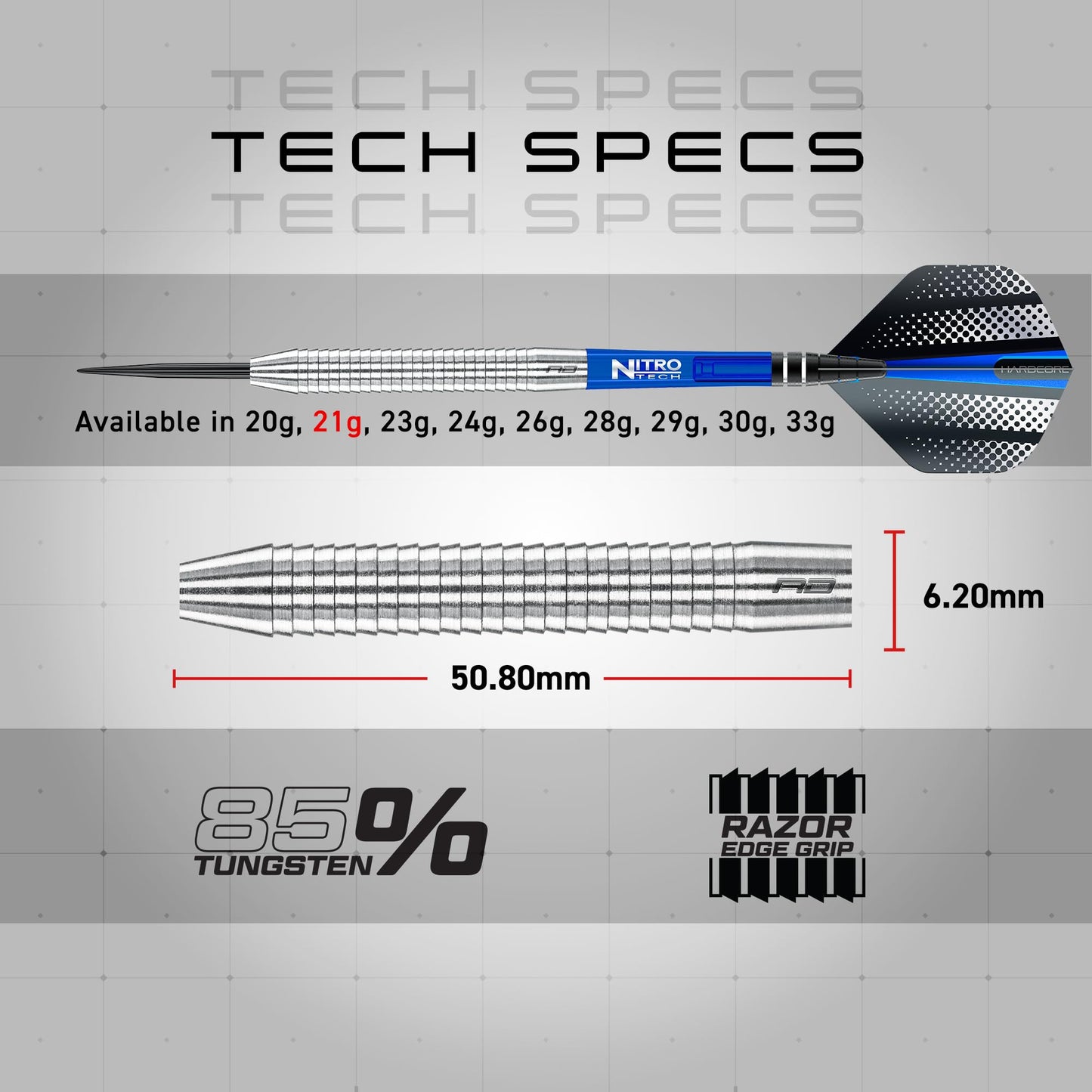 RED DRAGON Razor Edge Original - Tungsten professional steel darts with flights and shafts – Available in 20g, 21g, 23g, 24g, 26g, 28g, 29g, 30g, 33g
