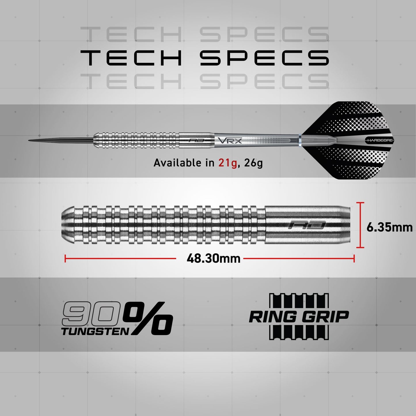 RED DRAGON Rebel 21g, 23g, 24g, 25g or 26g Tungsten Darts Set with Flights and Stems