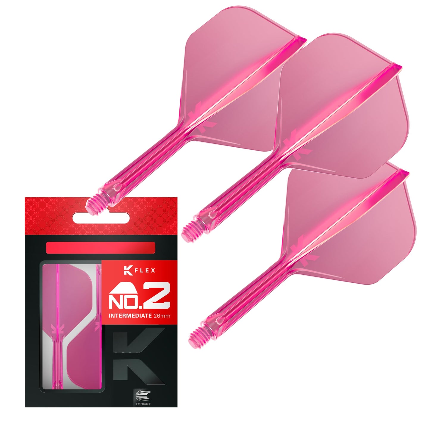 Target Darts K Flex Integrated Dart Flights And Shafts, No.2 | Pack Of 3 K-Flex - No2, Kflex All In One Moulded Dart Flight & Stem Lengths: Short, Intermediate & Medium | Professional Dart Accessories