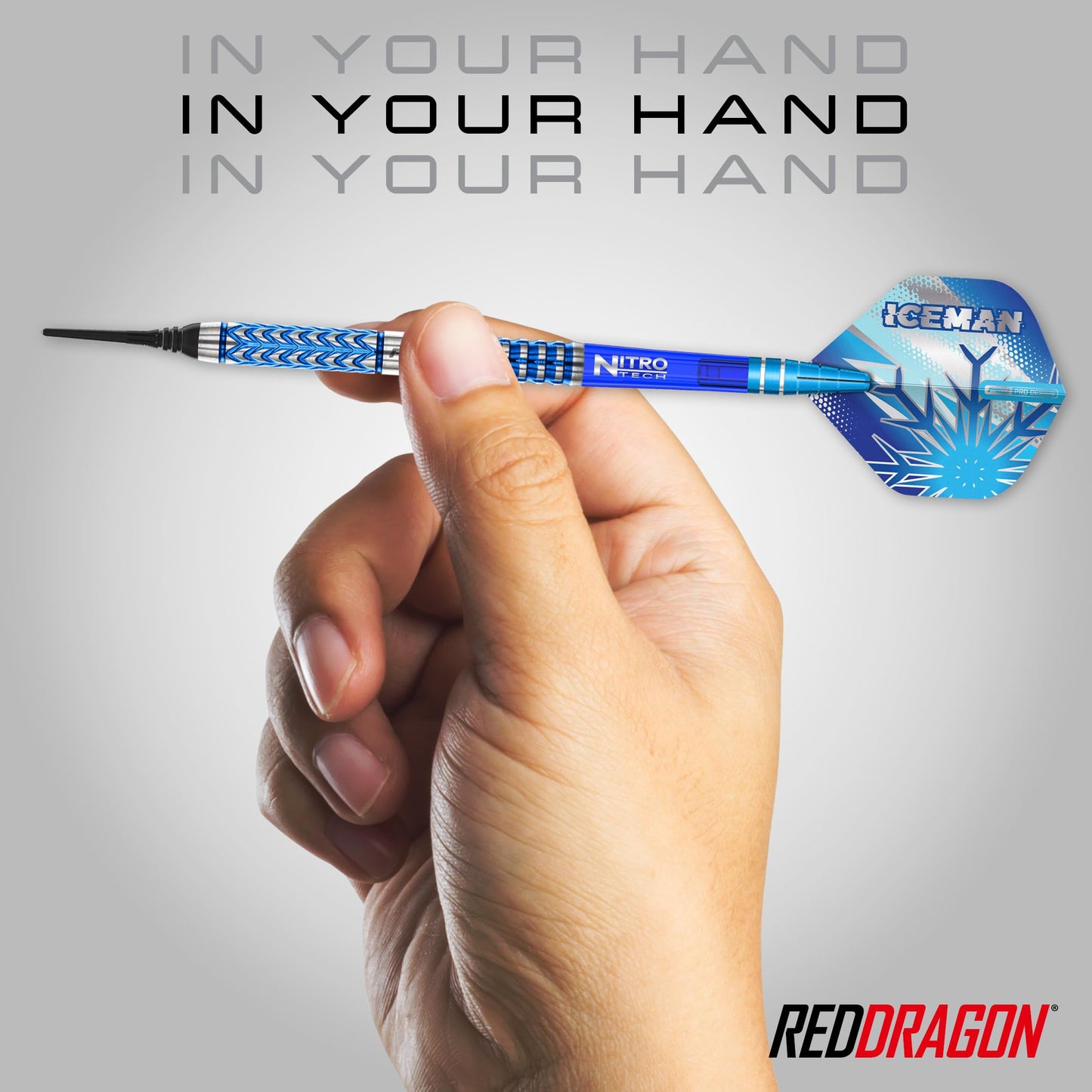 RED DRAGON Darts – Professional Player Gerwyn Price Iceman Glacier Series - 90% Tungsten Darts Set with Dart Flights and Dart Shafts (Stems) - Available in Soft Tip 18g and Steel Tip 22g, 24g & 26g