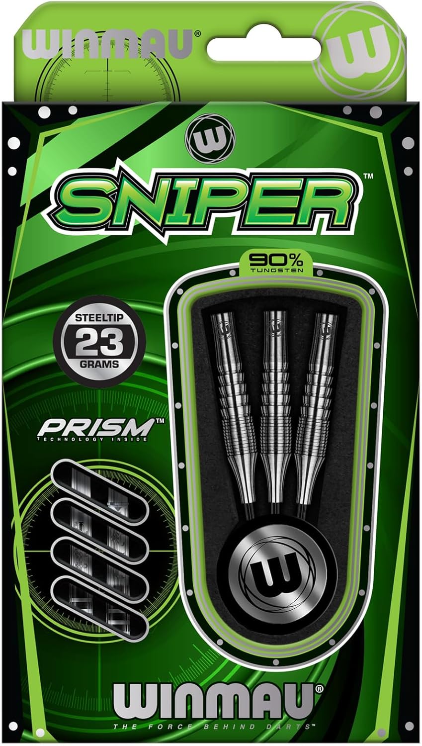 WINMAU Sniper 23 Gram Professional Tungsten Darts with Flights and Stems (Shafts