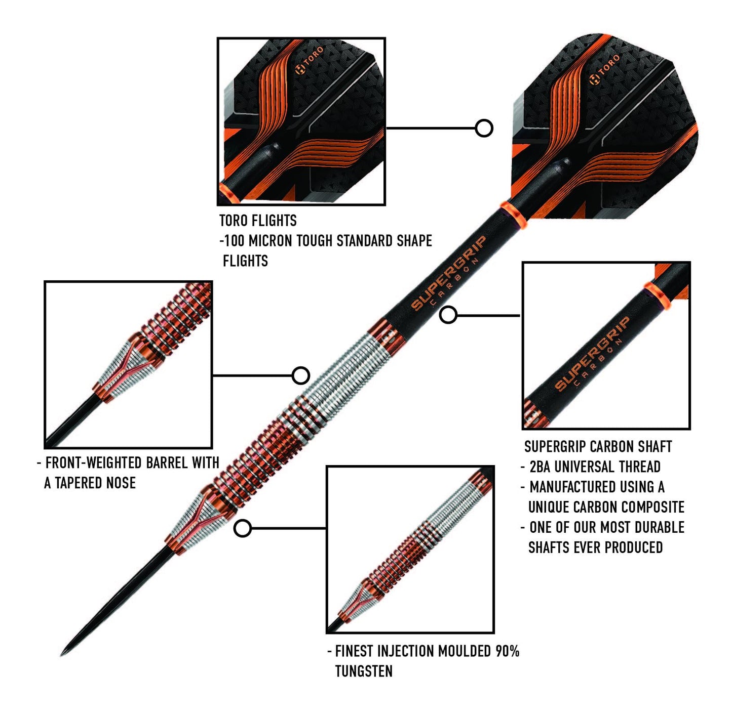 Harrows Toro 90% Tungsten Steel Tip Darts