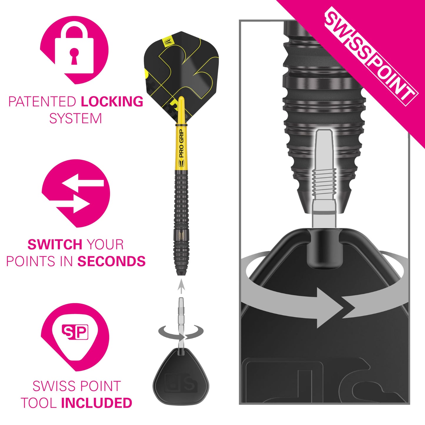 Target Darts Bolide Void 90% Tungsten Dart Set, Steel Tip Swiss Point Darts | 21G/22G/23G/24G/25G/25G | Professional Darts Sets, Black Darts, Swiss Point Tool Included