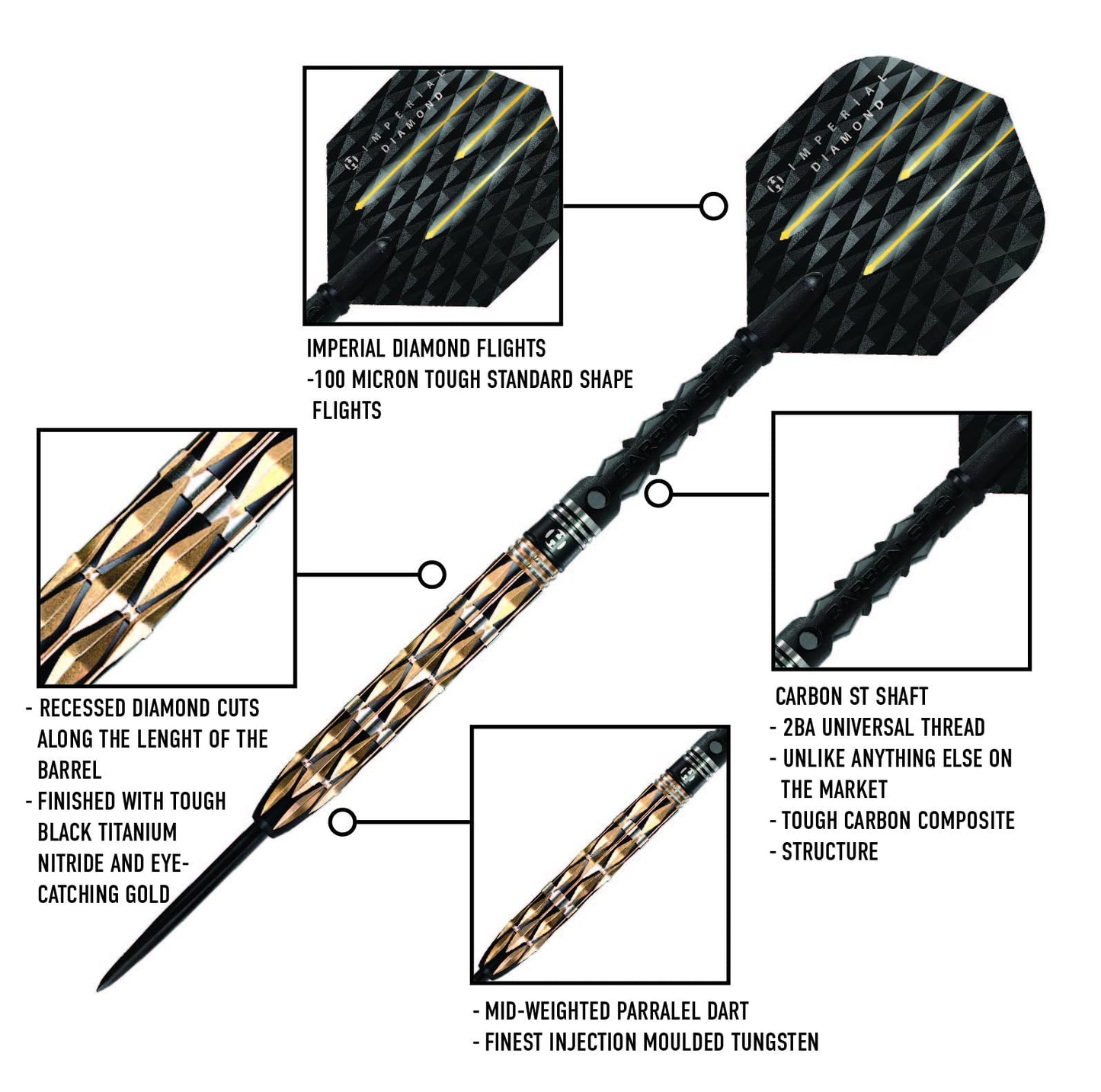 Harrows Imperial Diamond 90% Tungsten Steel Tip Darts